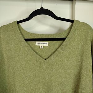 Lucky Brand Soft Long Sleeve V-Neck Sweater Womens Size XL Green